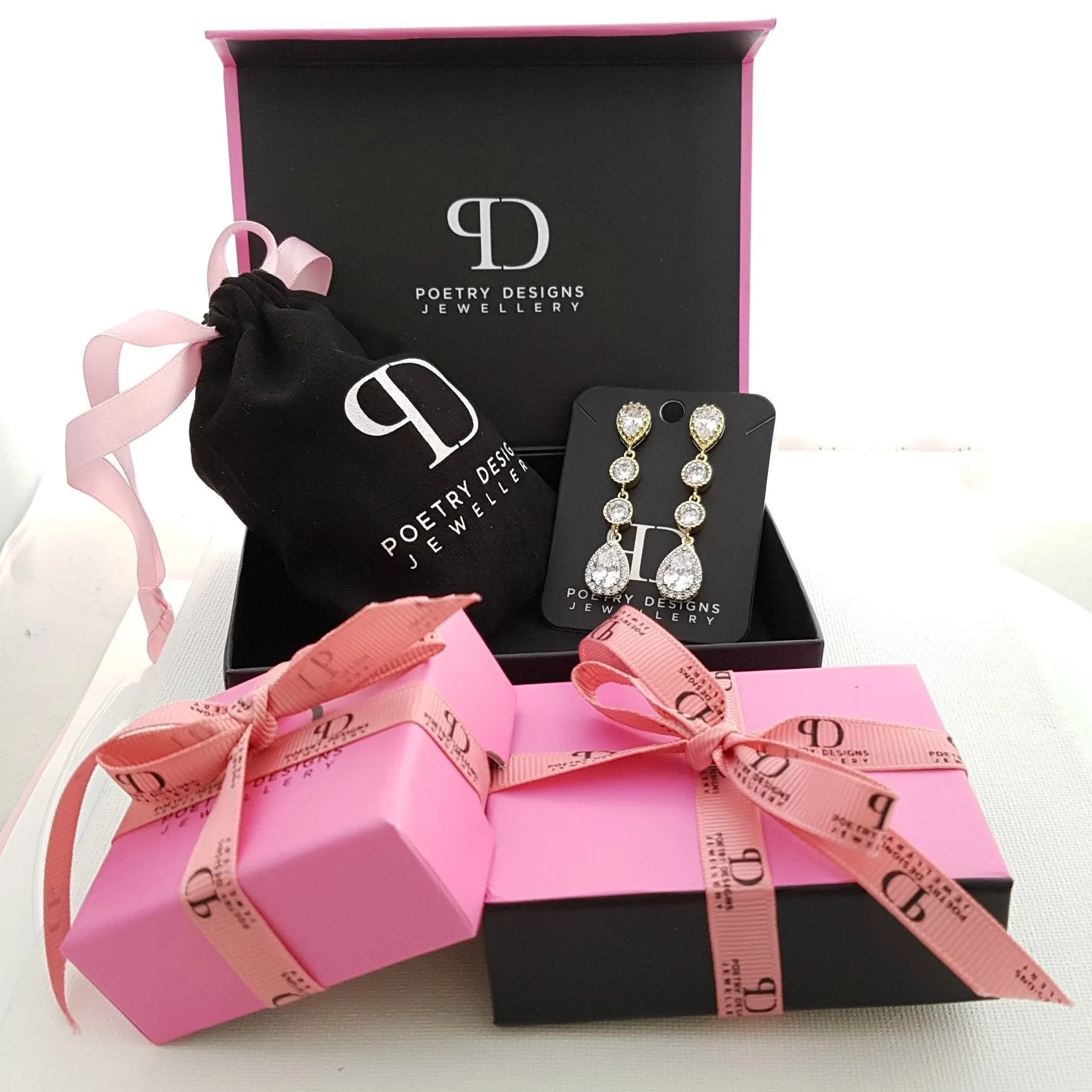 Bridal Earrings with Round Pearl Drops in Silver-Rosa