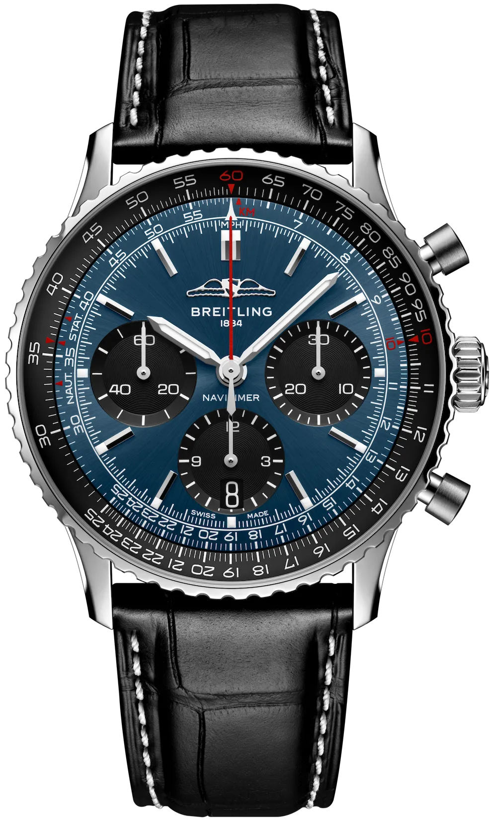 BRT Watch Navitimer B1 Chronograph 41 Black Croc Folding Clasp