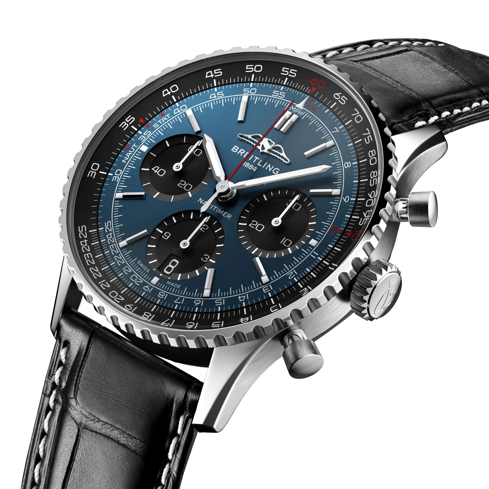 BRT Watch Navitimer B1 Chronograph 41 Black Croc Folding Clasp