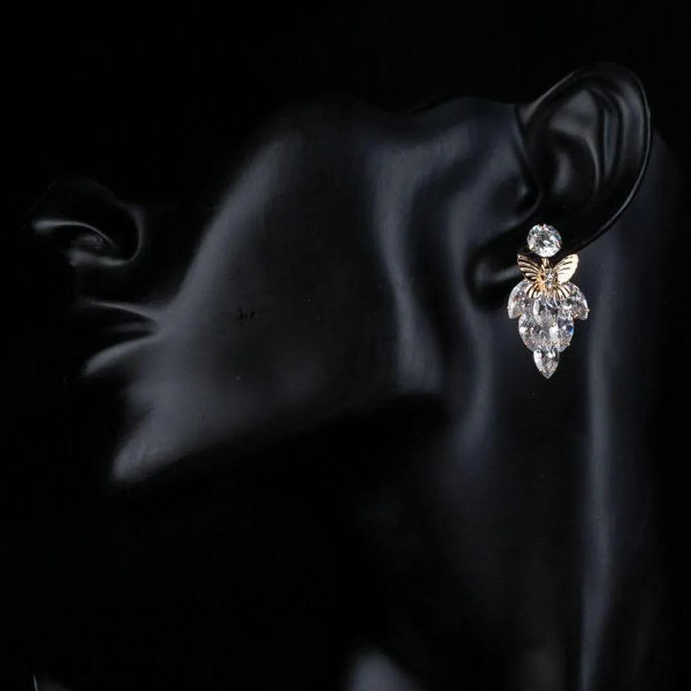Butterfly On Leaf Drop Earrings