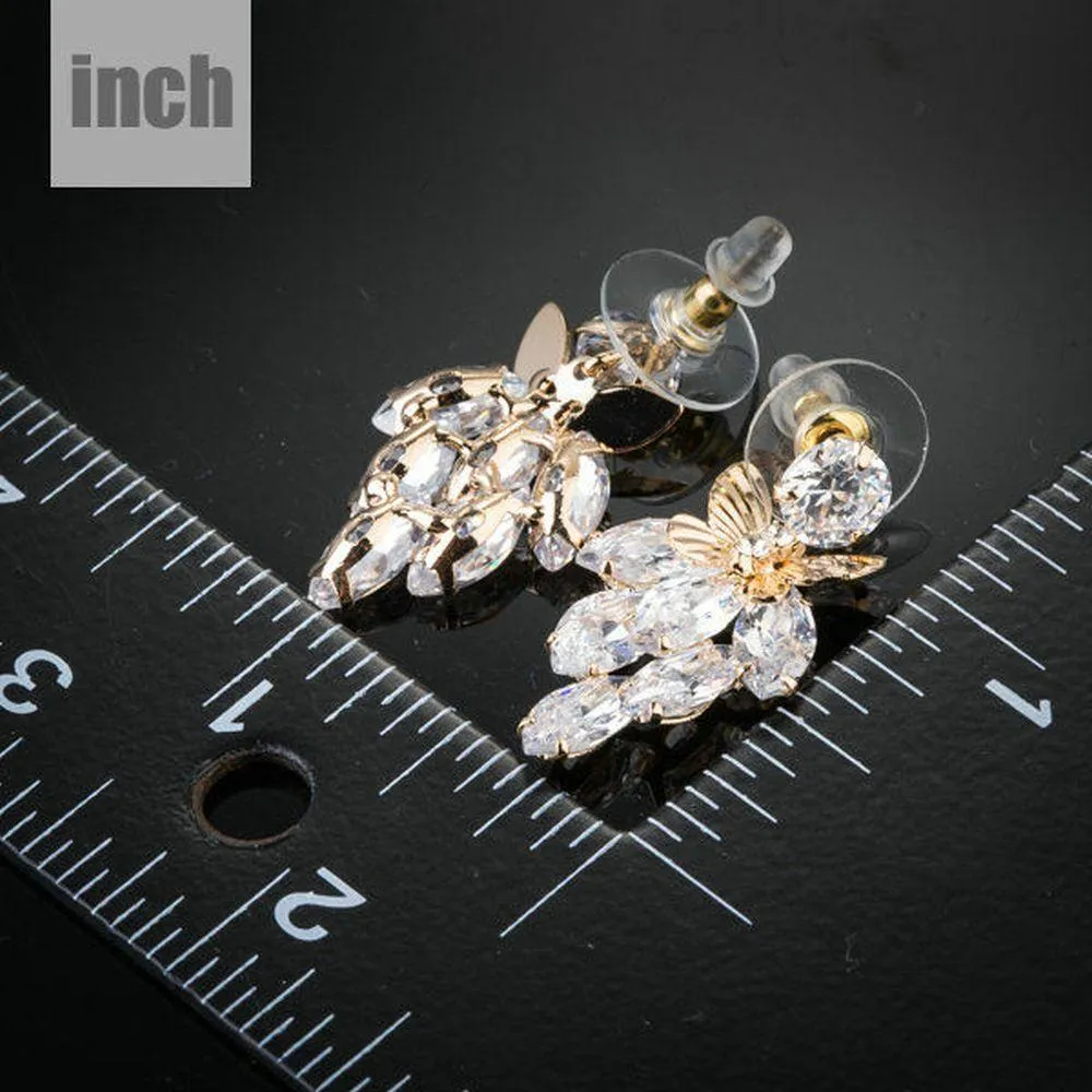 Butterfly On Leaf Drop Earrings