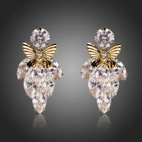 Butterfly On Leaf Drop Earrings