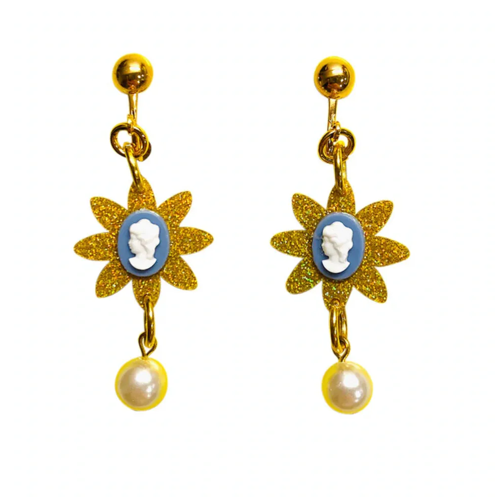 Cameo Pearl Love Clip On Earrings