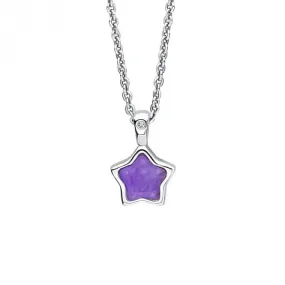 Children's February Purple Quartz Star And Diamond Pendant P5369M