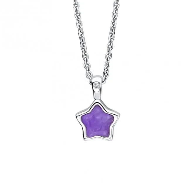 Children's February Purple Quartz Star And Diamond Pendant P5369M