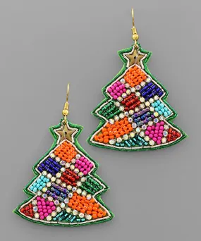 Christmas Tree Bead Earrings
