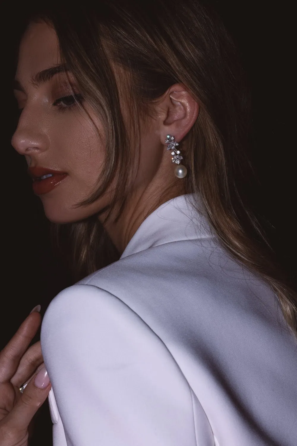 Cluster Pearl Drop Earrings