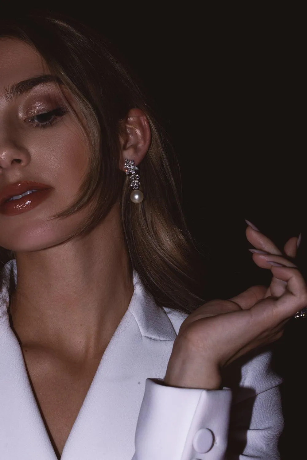 Cluster Pearl Drop Earrings