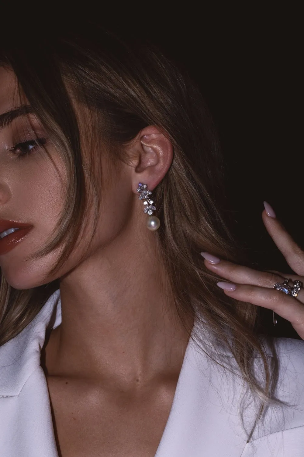 Cluster Pearl Drop Earrings
