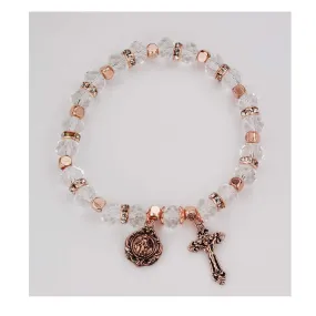 COPPER CRYSTAL ROSARY BRACELET