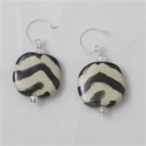 Cream & Brown Kazuri Bead Earrings