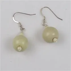 Cream Kazuri Drop Earrings