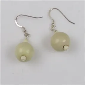 Cream Kazuri Drop Earrings