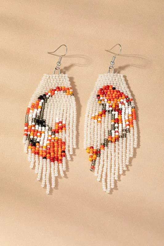 Cream seed bead Koi fish drop earrings