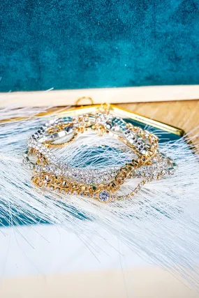 Crystal Avenue Glamorous Night Clear Crystal Two-Tone Bracelet Set