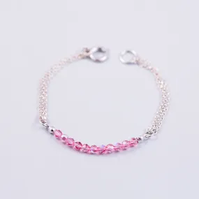 Crystal Bead Bracelet Silver & Crystal Pink