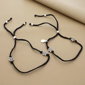 Dainty Flora Silver Thread Anklet (Pair)