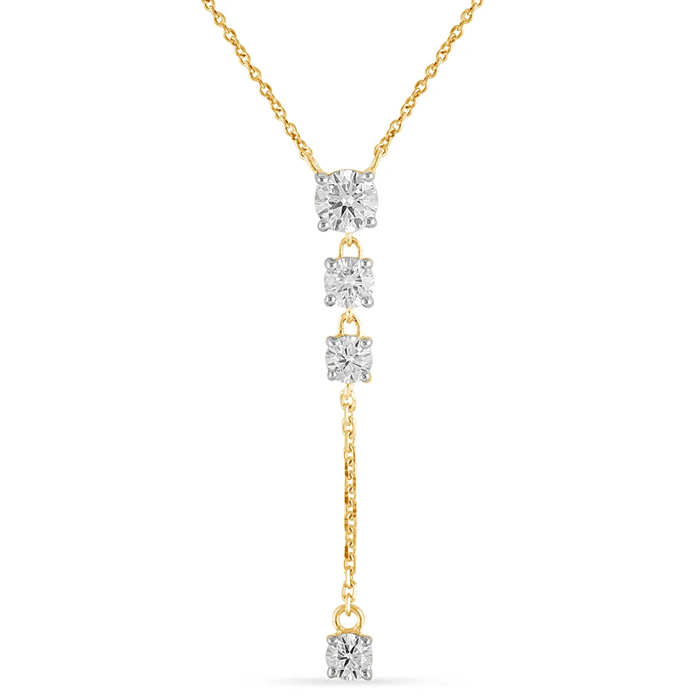 Drop Lariat Necklace with 1.00ct of Laboratory Grown Diamonds in 9ct Yellow Gold