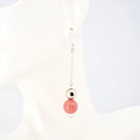 Elegant Pink With Silver Ball Bead Strings Women's Earrings