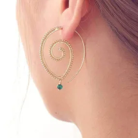 Enlightened Jewel Accented Spiral Hoop Earrings in Silver or Gold Tone