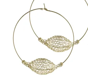 Extra Large hoop earrings gold with a Volume Bead