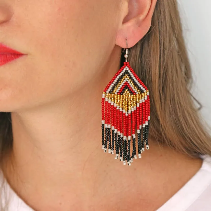 Fire Beaded Earrings