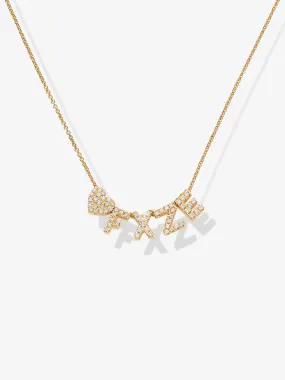Four Diamond Letters & Heart Necklace