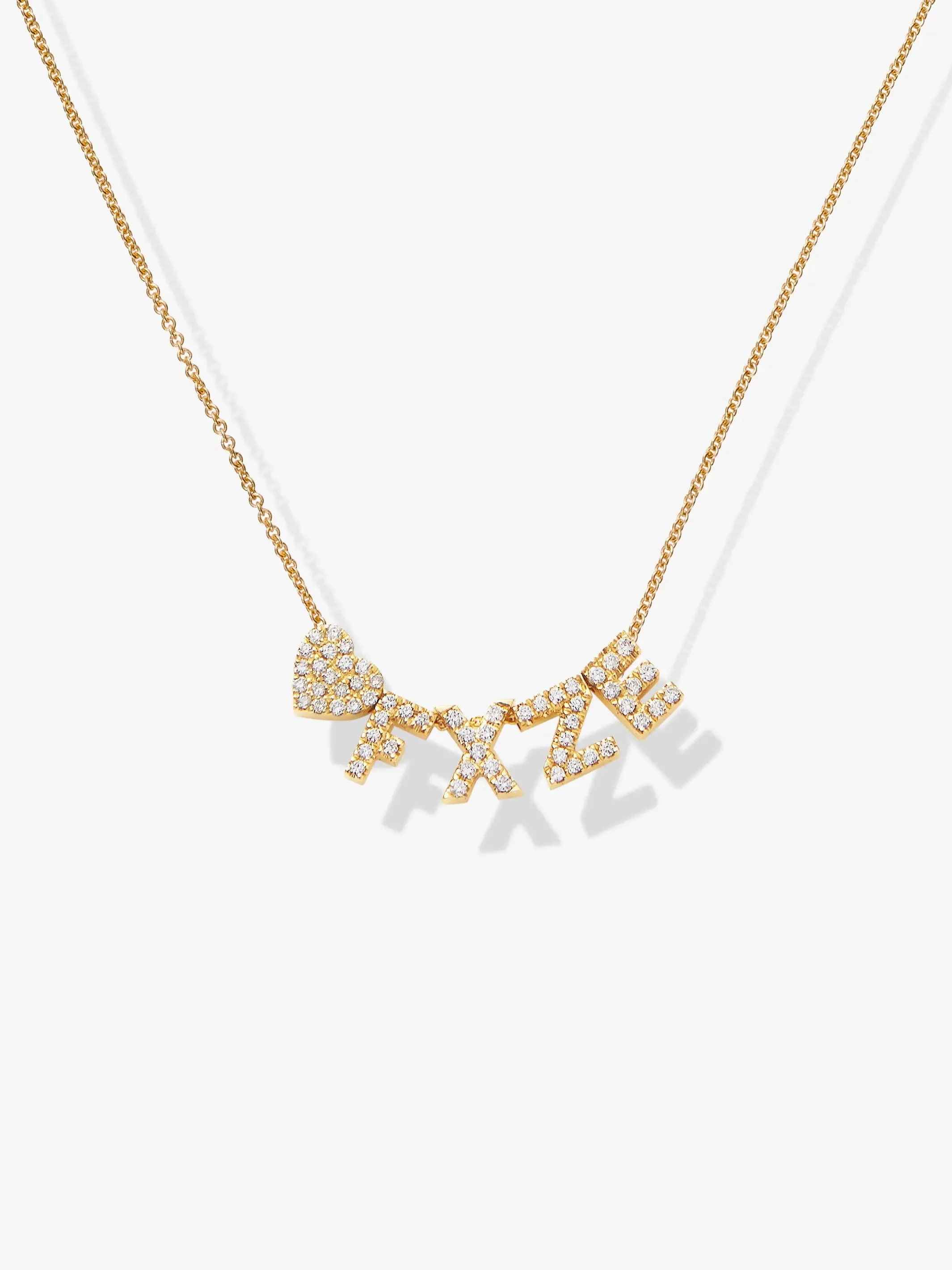 Four Diamond Letters & Heart Necklace