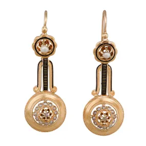 French Earrings with Enamel & Pearl