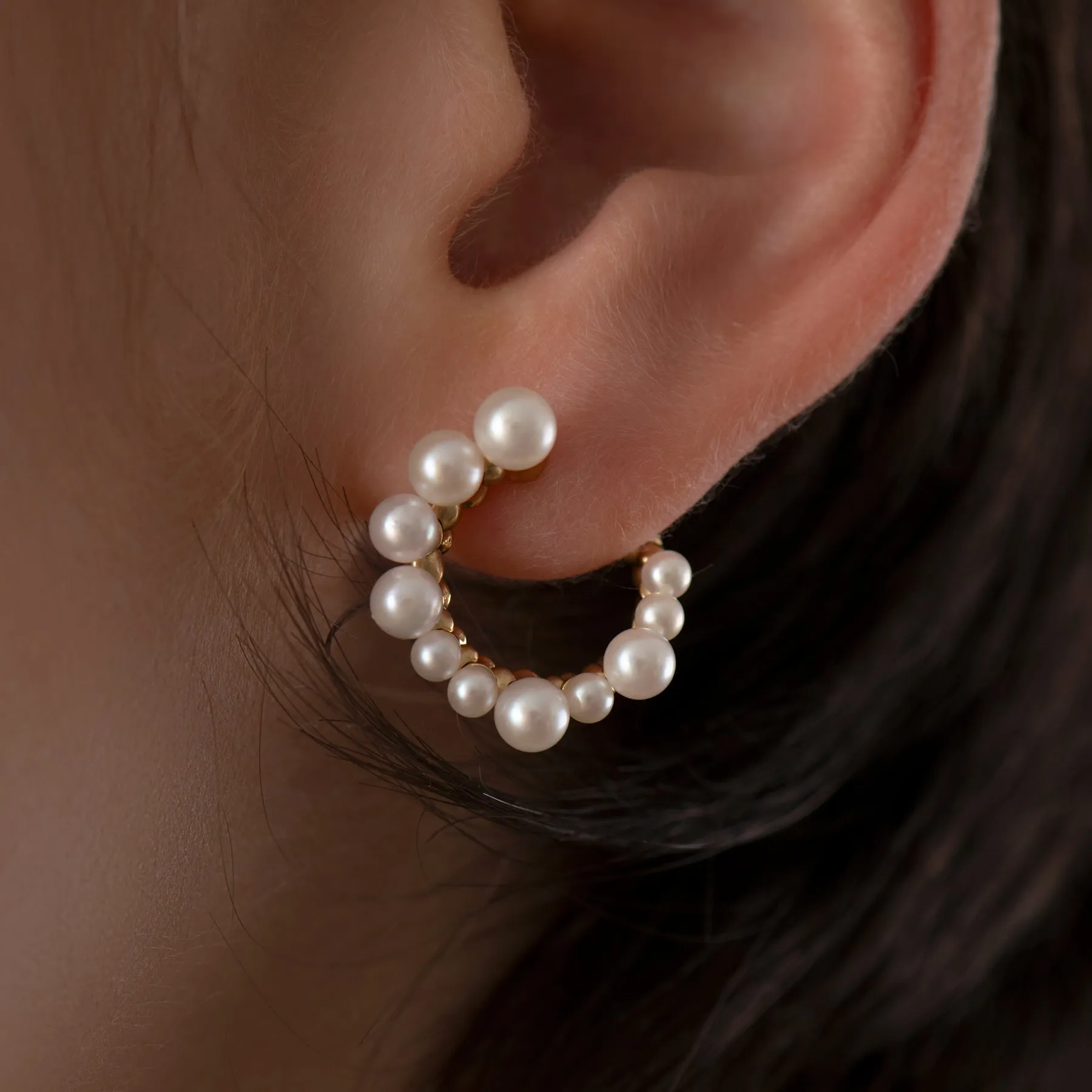 Freshwater Pearl Spiral Hoop Earrings