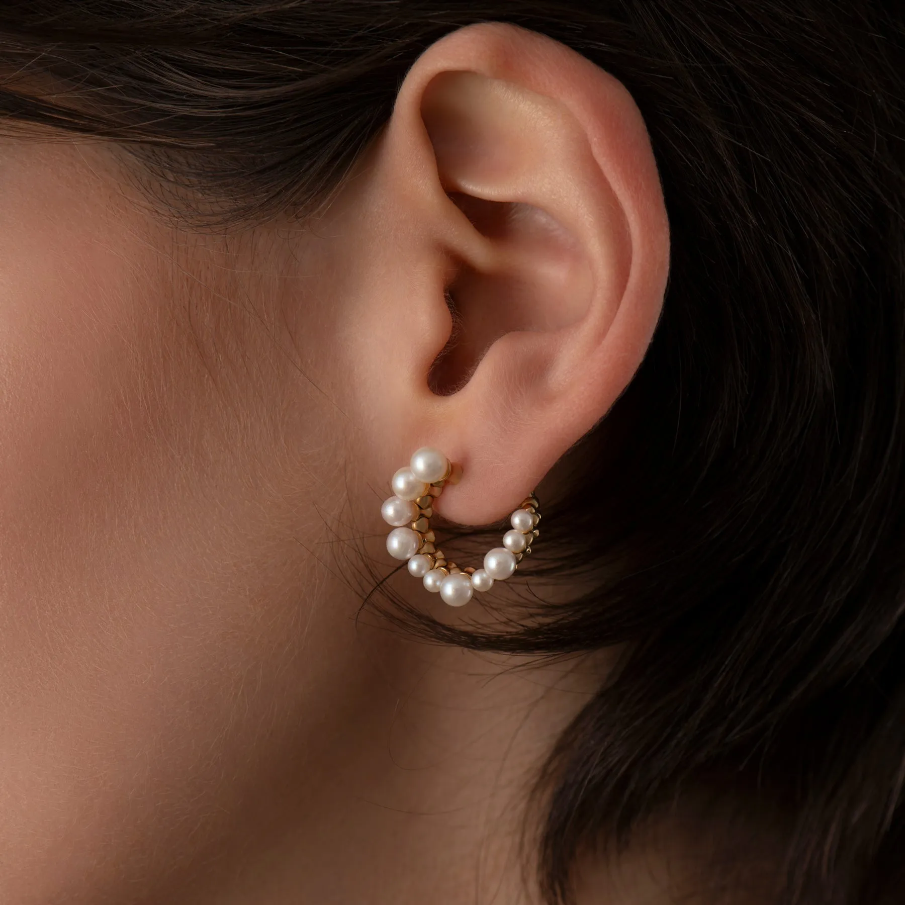 Freshwater Pearl Spiral Hoop Earrings