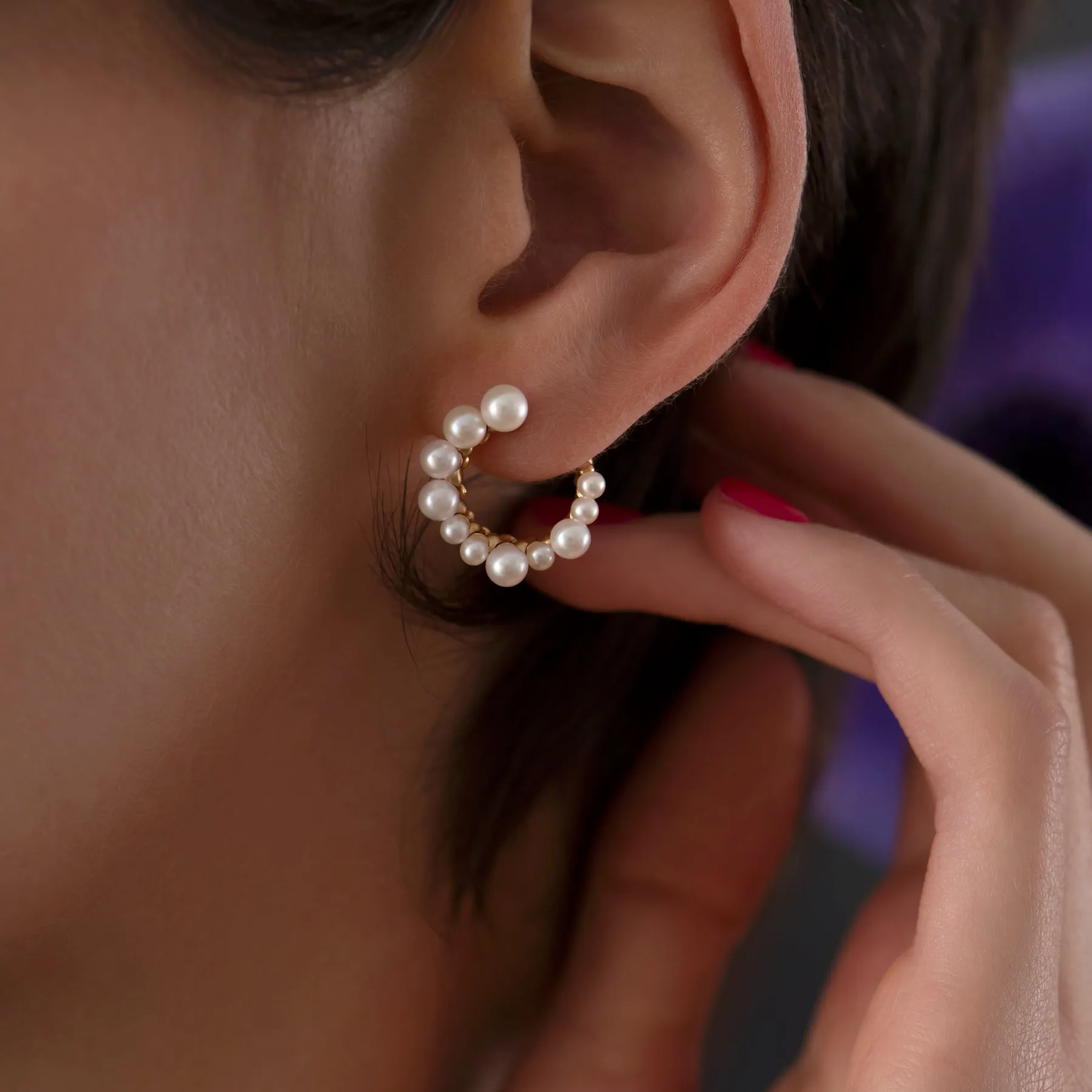 Freshwater Pearl Spiral Hoop Earrings