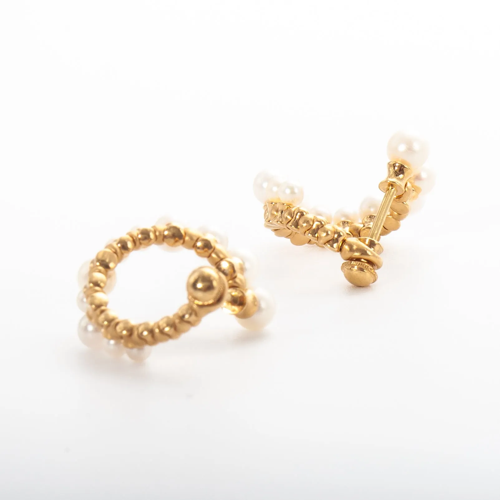 Freshwater Pearl Spiral Hoop Earrings