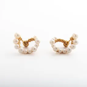 Freshwater Pearl Spiral Hoop Earrings