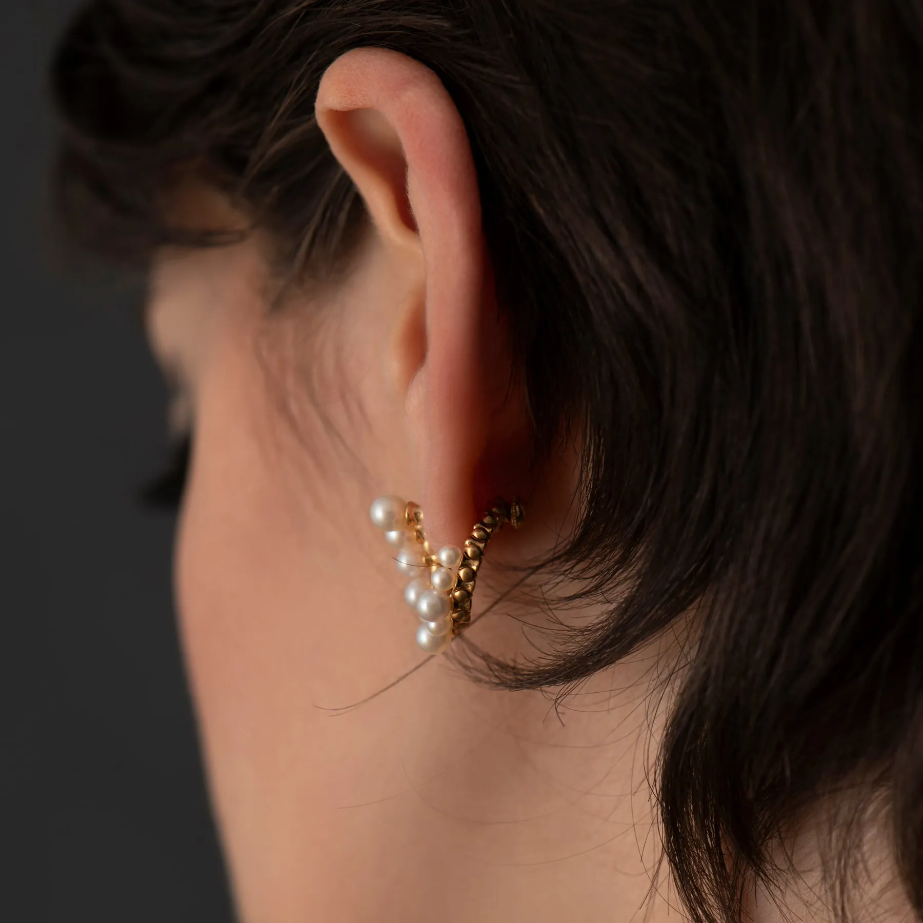 Freshwater Pearl Spiral Hoop Earrings