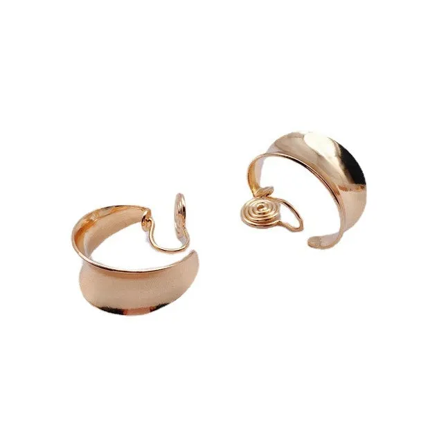 Gold 20mm Chunky Hoop  Spiral Clip On Earrings
