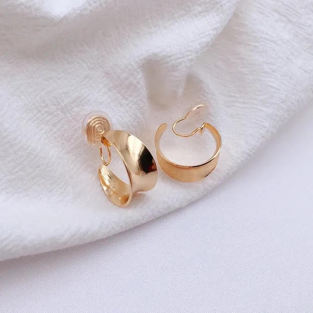 Gold 20mm Chunky Hoop  Spiral Clip On Earrings