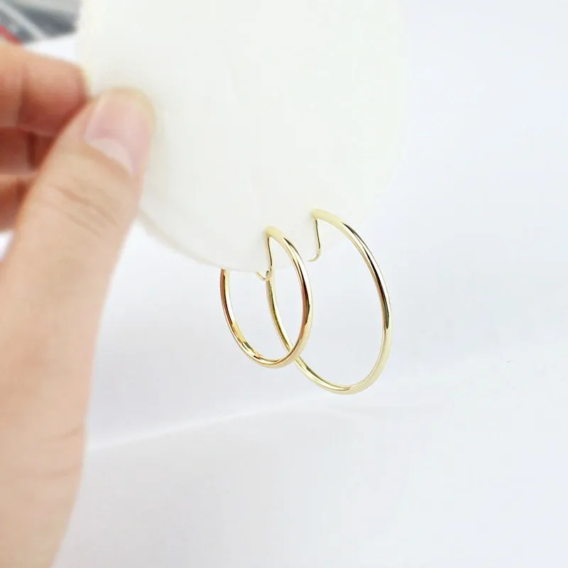 Gold 30mm Hoop Angle Adjustable Spiral Clip On Earrings