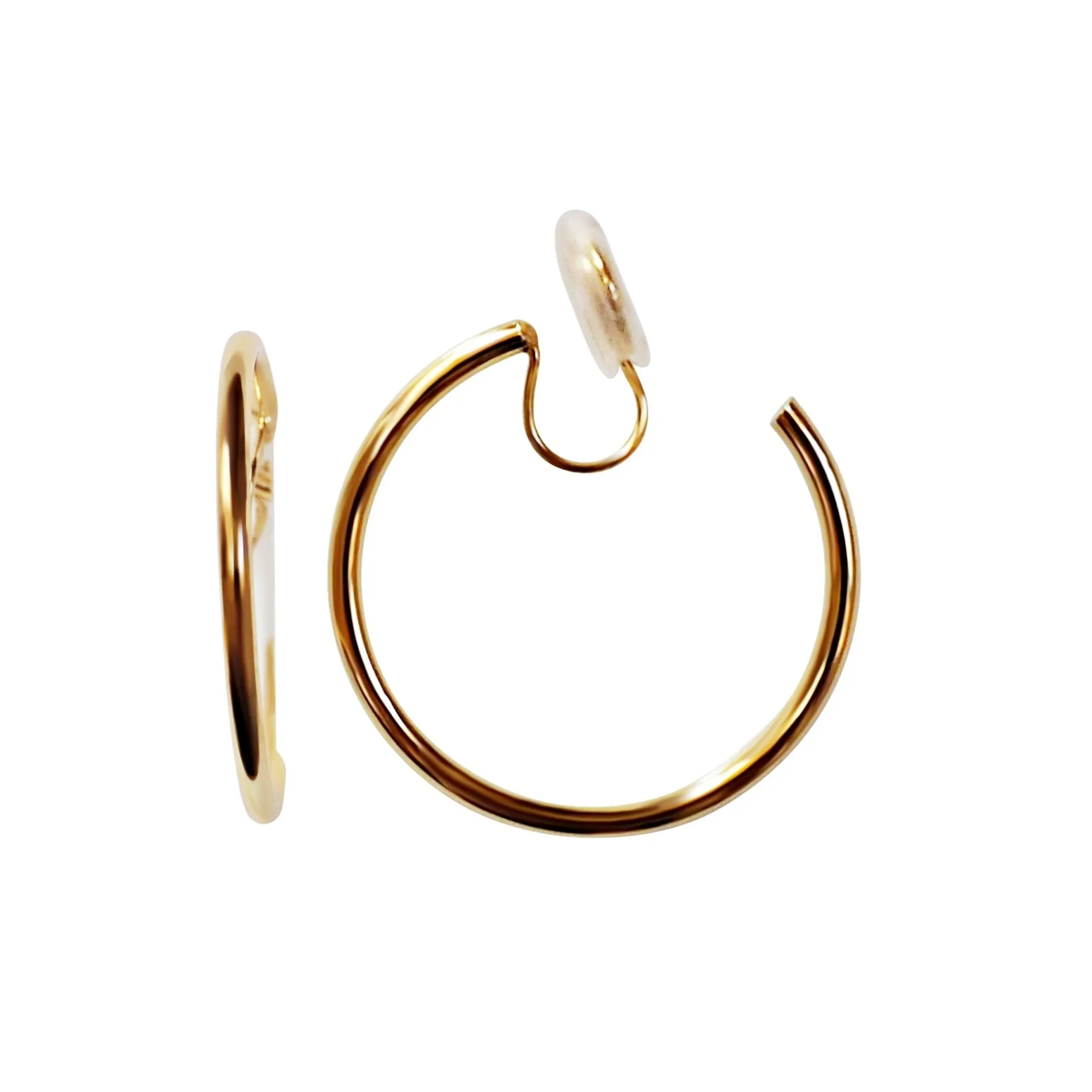 Gold 30mm Hoop Angle Adjustable Spiral Clip On Earrings