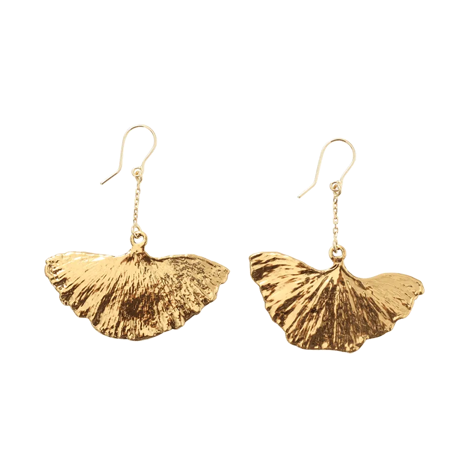 Gold Dipped Ginkgo Leaf Earrings