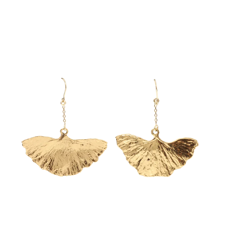 Gold Dipped Ginkgo Leaf Earrings