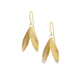 Gold Double Leaf Earrings