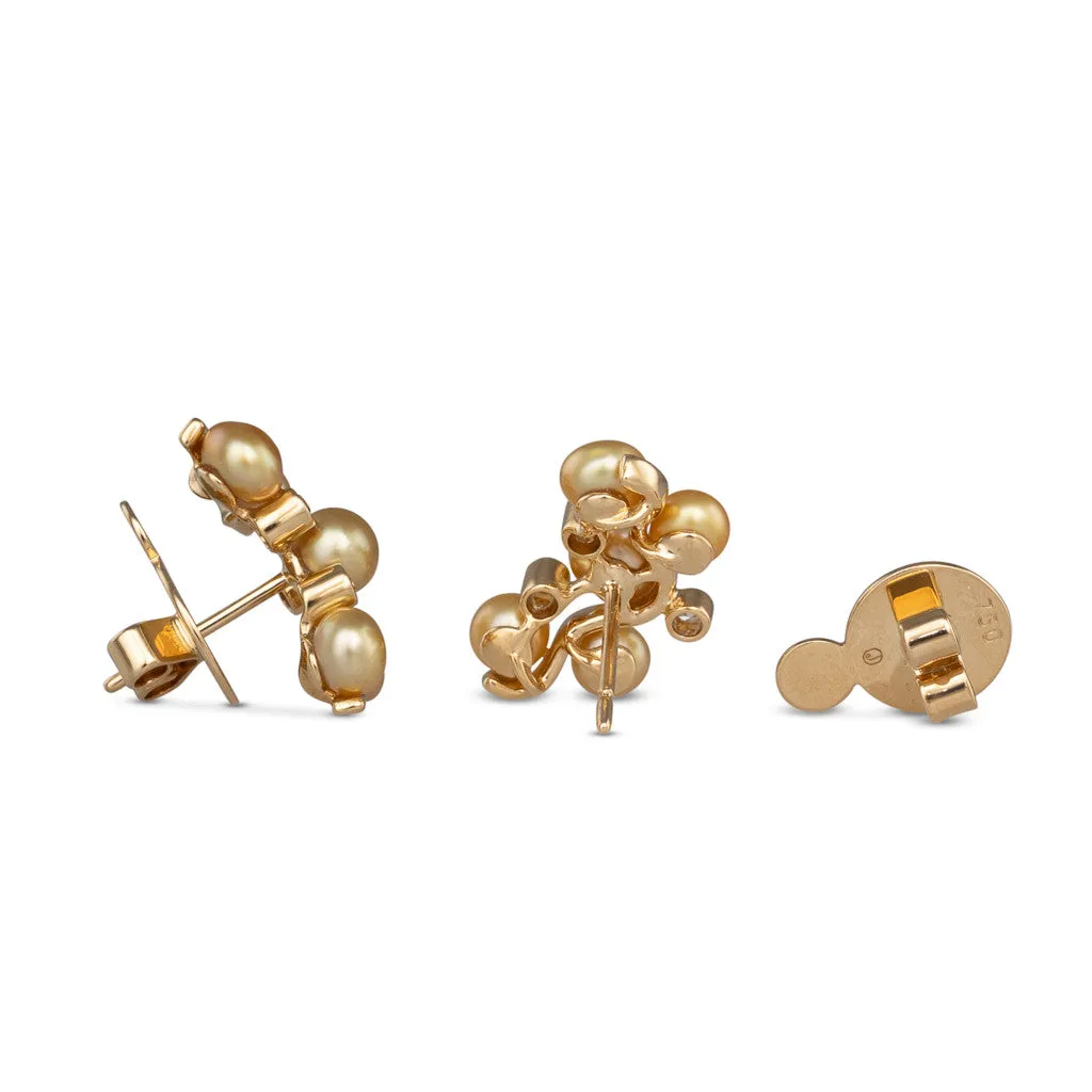 Gold Keshi & Diamond Earrings