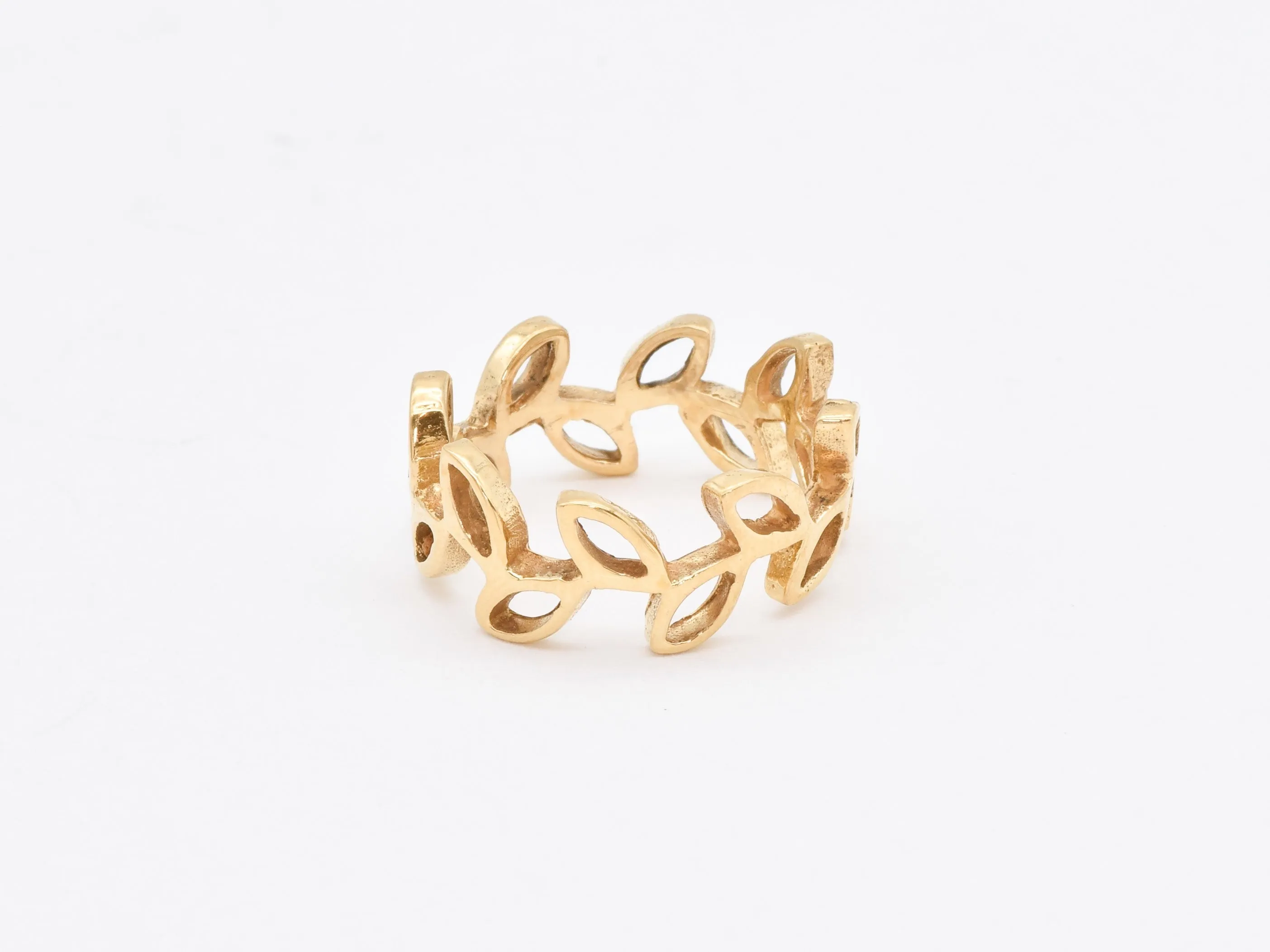 Gold Leaf Ring - Vine Eternity Band - Flower Girl Ring