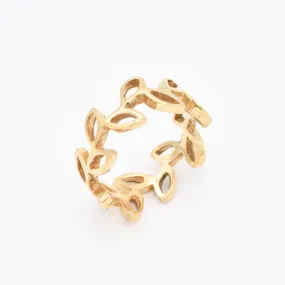 Gold Leaf Ring - Vine Eternity Band - Flower Girl Ring