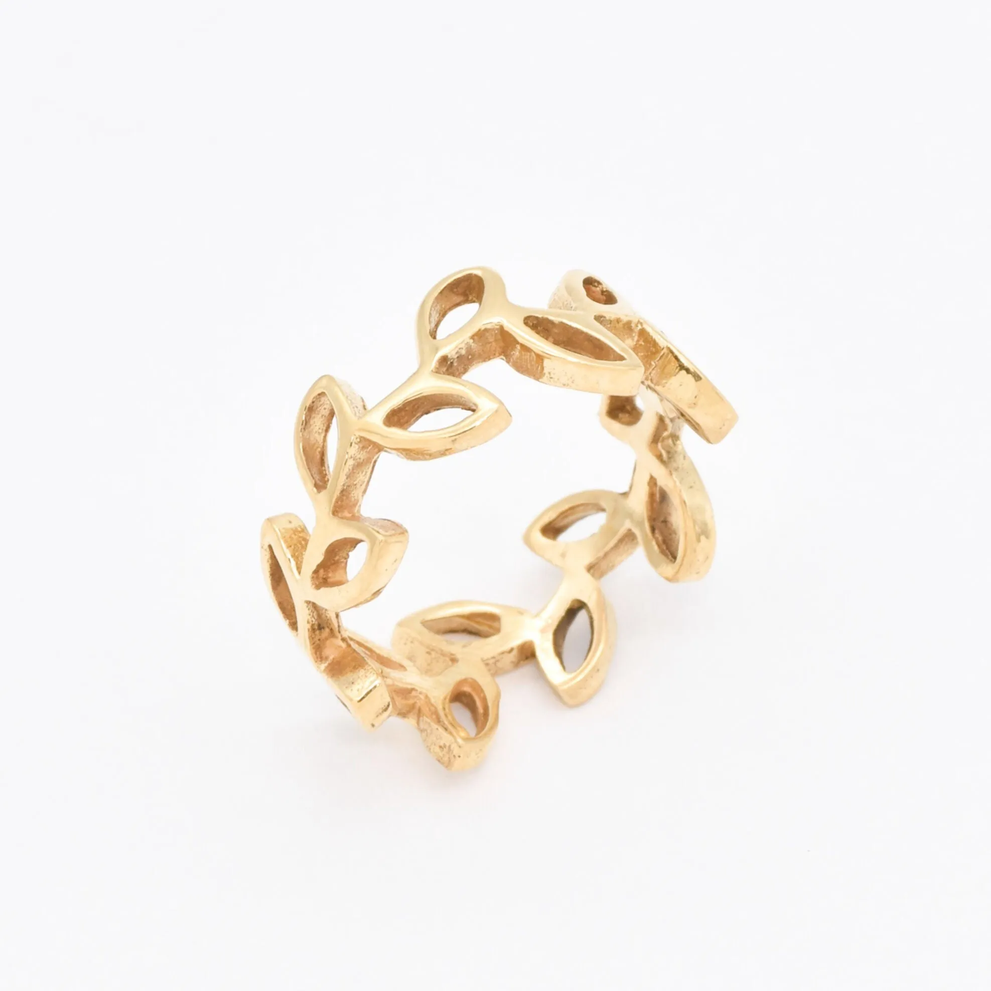 Gold Leaf Ring - Vine Eternity Band - Flower Girl Ring