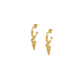 Gold Mini Spiral Shell Hammered Hoop Earrings - Small