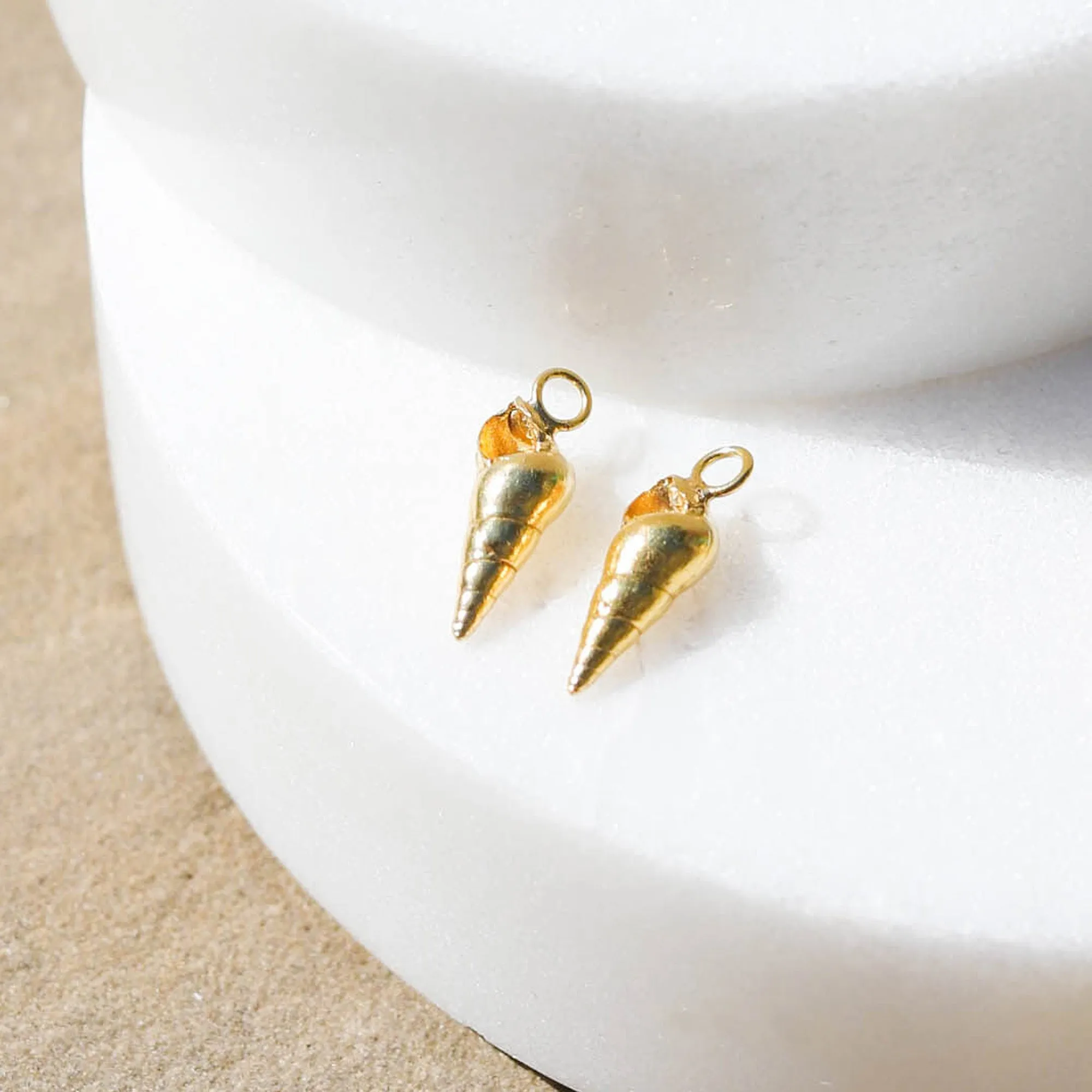 Gold Mini Spiral Shell Hammered Hoop Earrings - Small