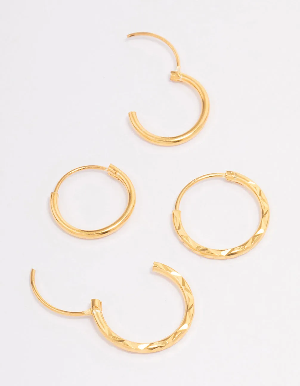 Gold Plated Sterling Silver Spiral Hoop Earring Pack