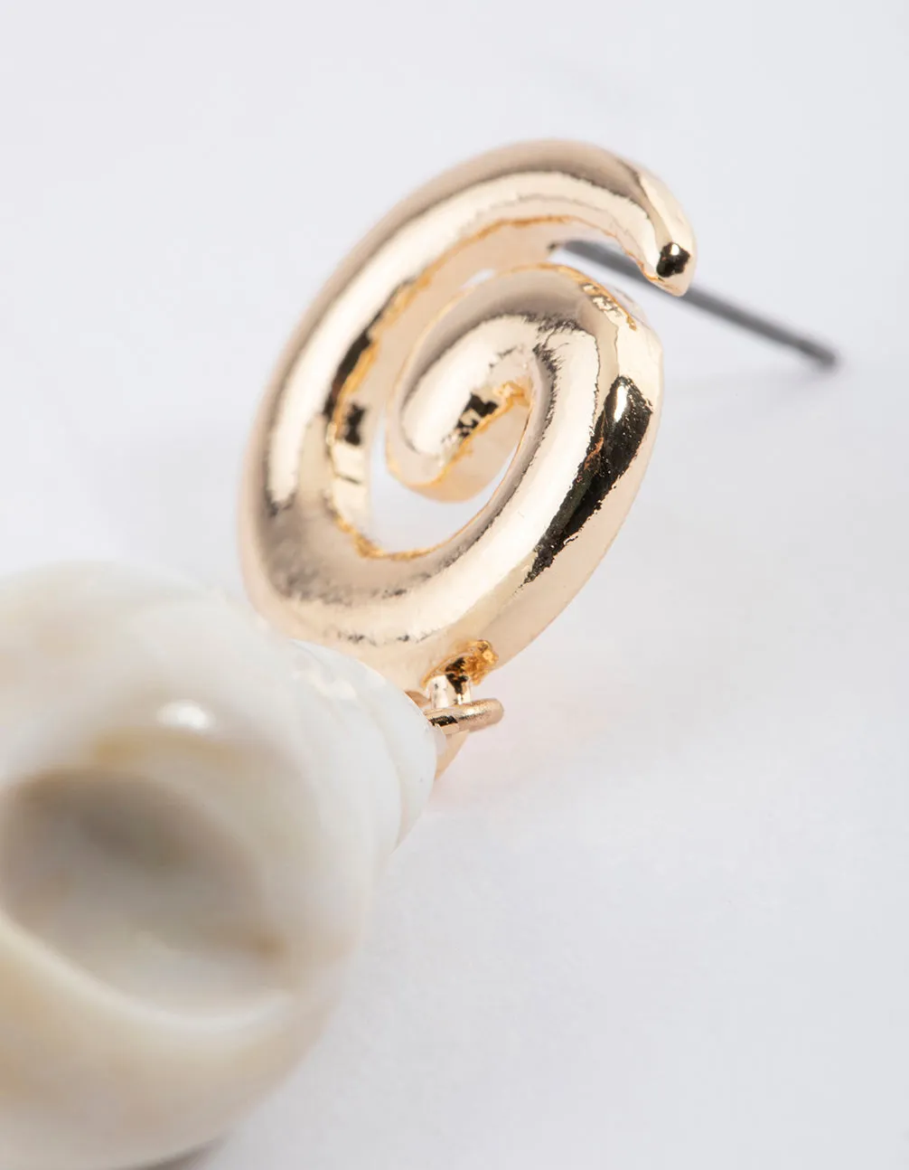 Gold Spiral Shell Drop Earrings